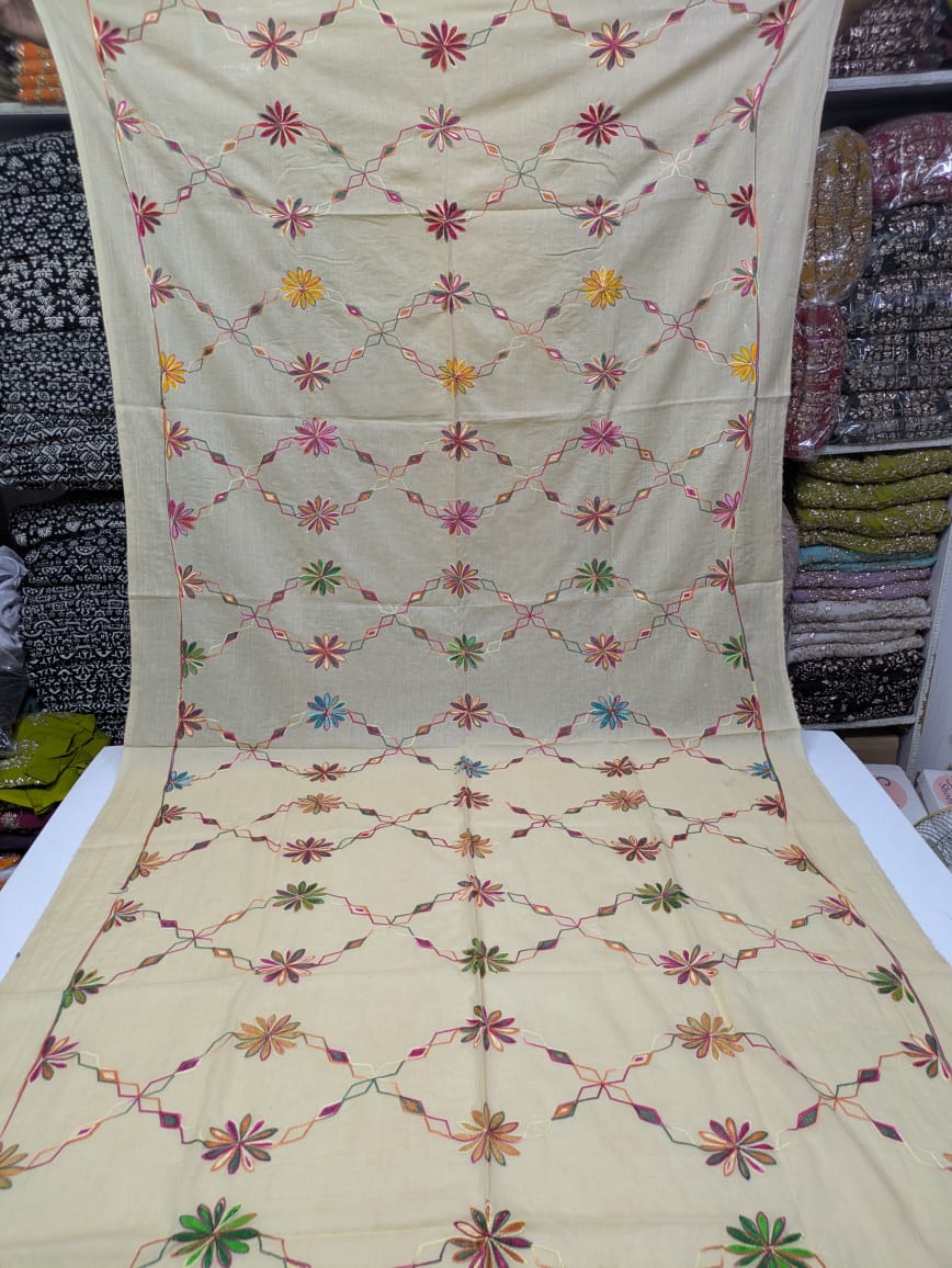 ✨ Pure Lawn Rangeen Chadar with Fancy Ari Work Jaal Design