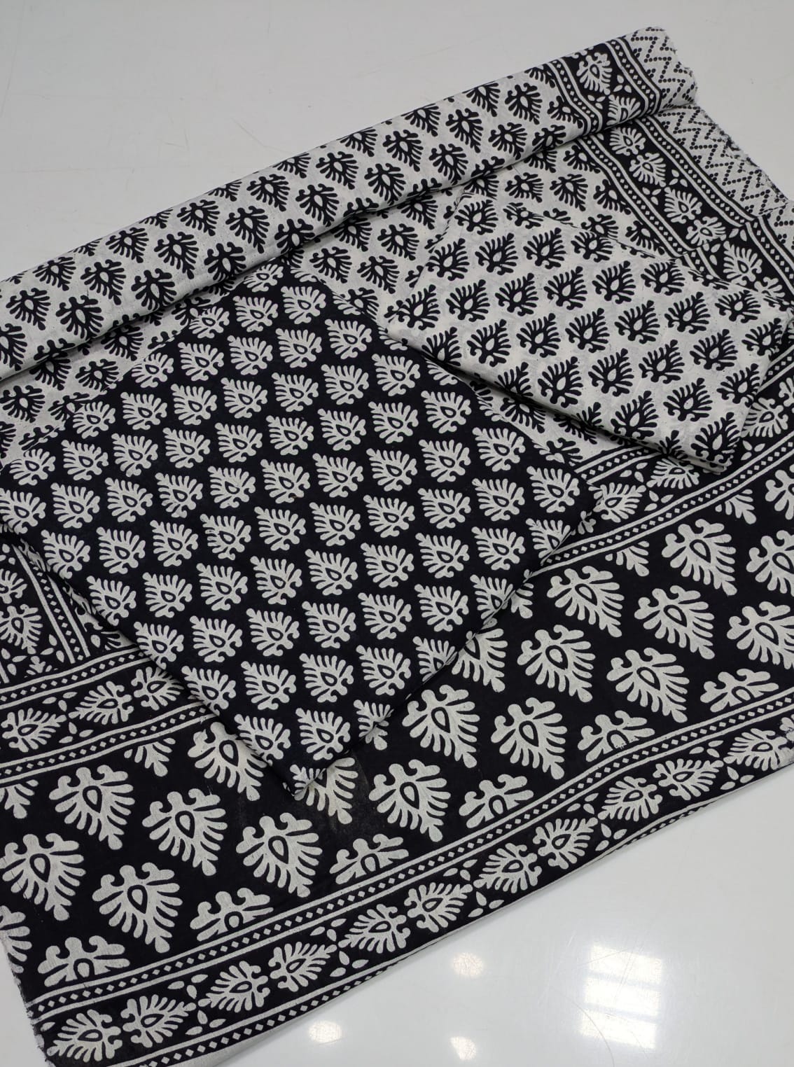 Summer Cotton Sindhi Ajrak Printed 3 Piece Unstitched Suit for Women #1