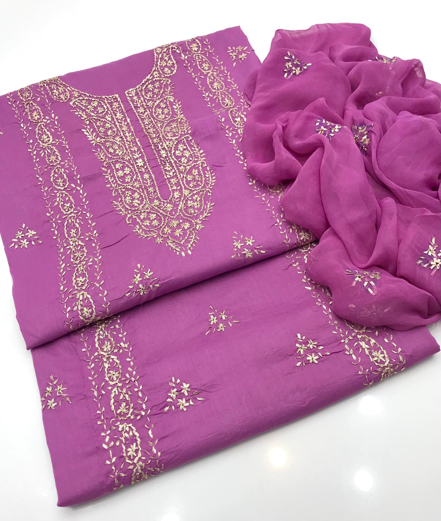 GTM Lawn Embroidered Gotta Work 3 Piece Suit with Chiffon Dupatta