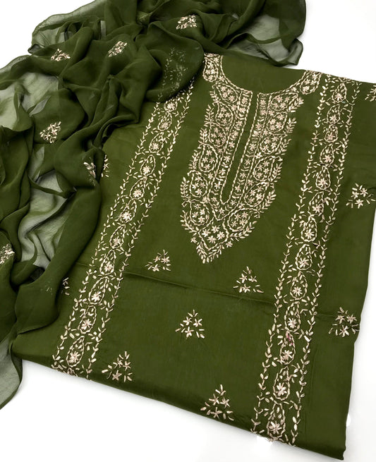 GTM Lawn Embroidered Gotta Work 3 Piece Suit with Chiffon Dupatta