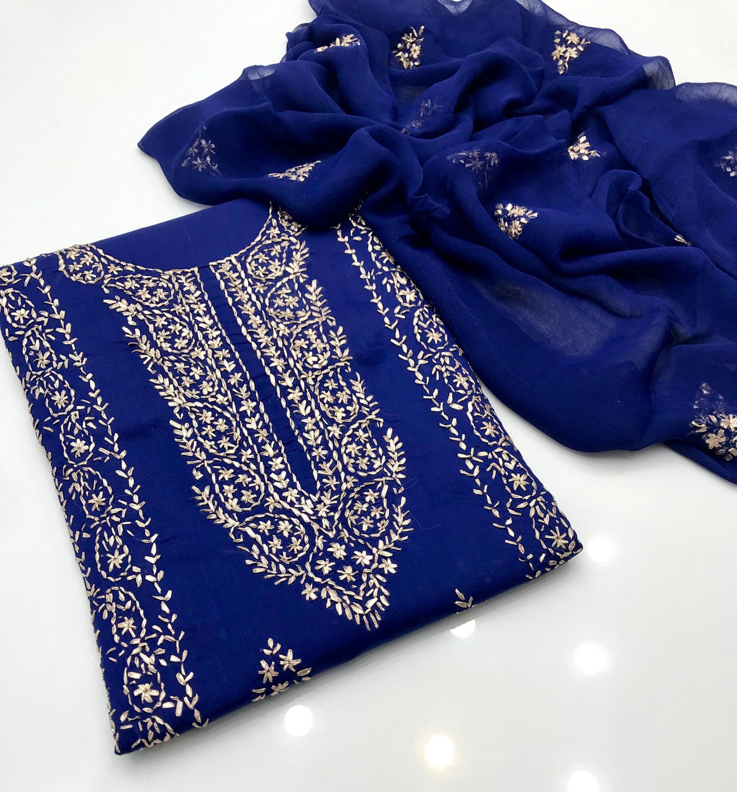 GTM Lawn Embroidered Gotta Work 3 Piece Suit with Chiffon Dupatta