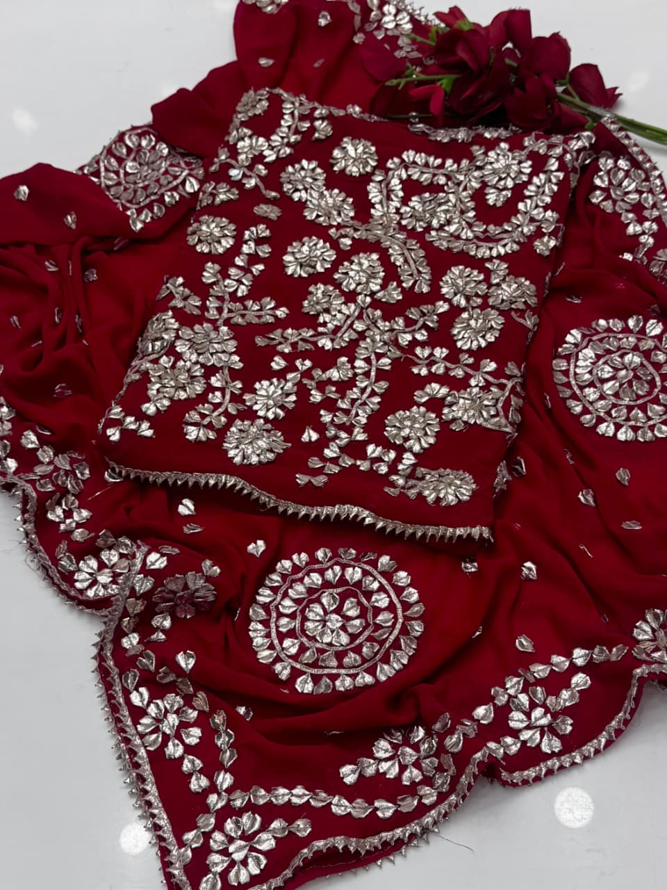 Luxury Bamber Chiffon Gotta Jaal Suit with Dupatta