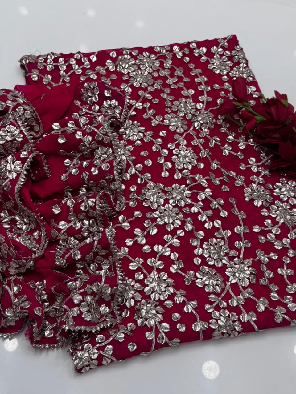 Luxury Bamber Chiffon Gotta Jaal Suit with Dupatta