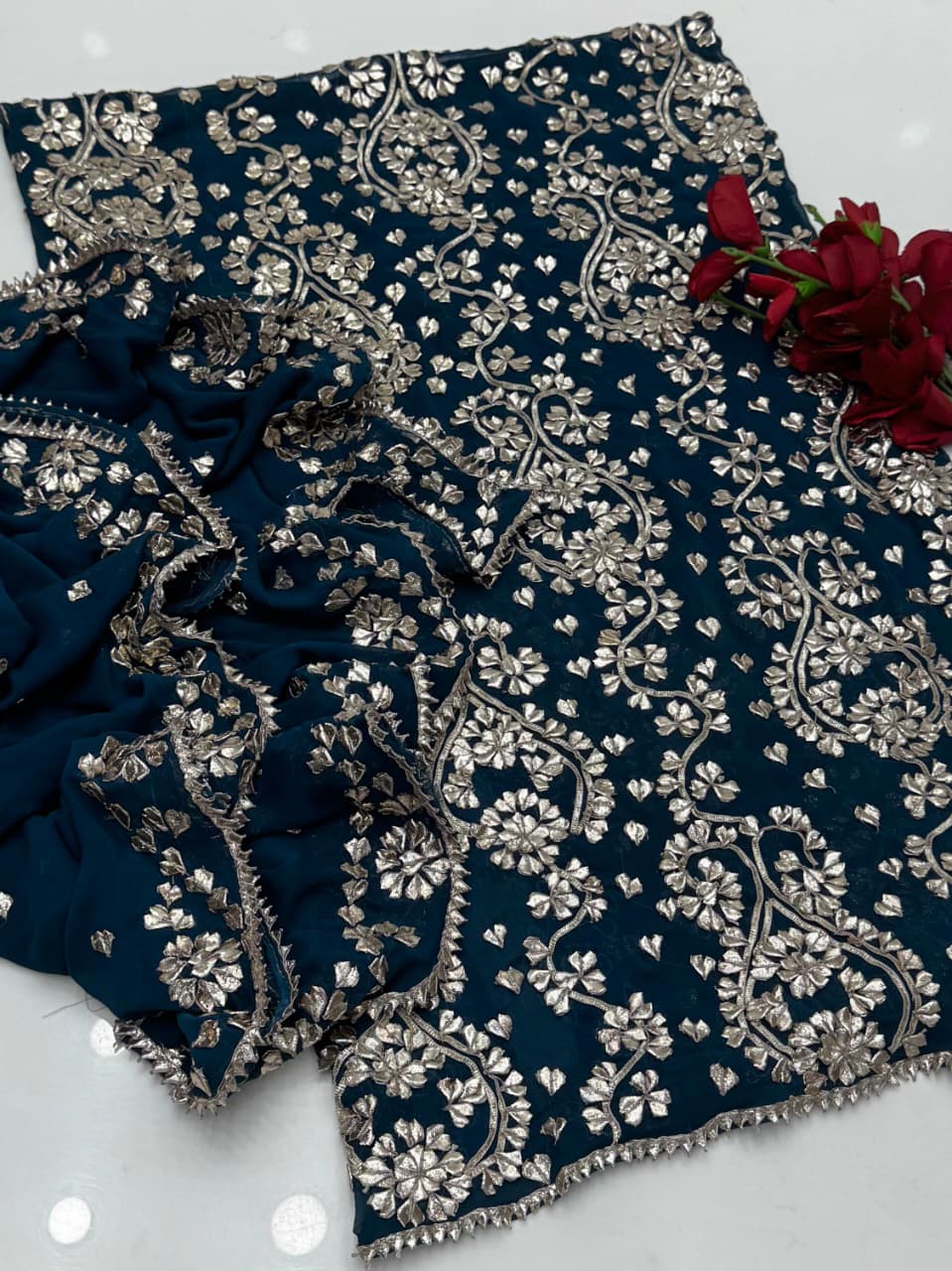Luxury Bamber Chiffon Gotta Jaal Suit with Dupatta
