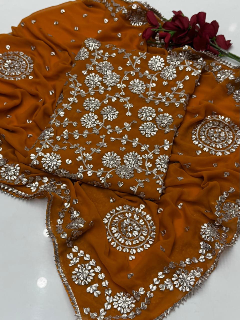 Luxury Bamber Chiffon Gotta Jaal Suit with Dupatta