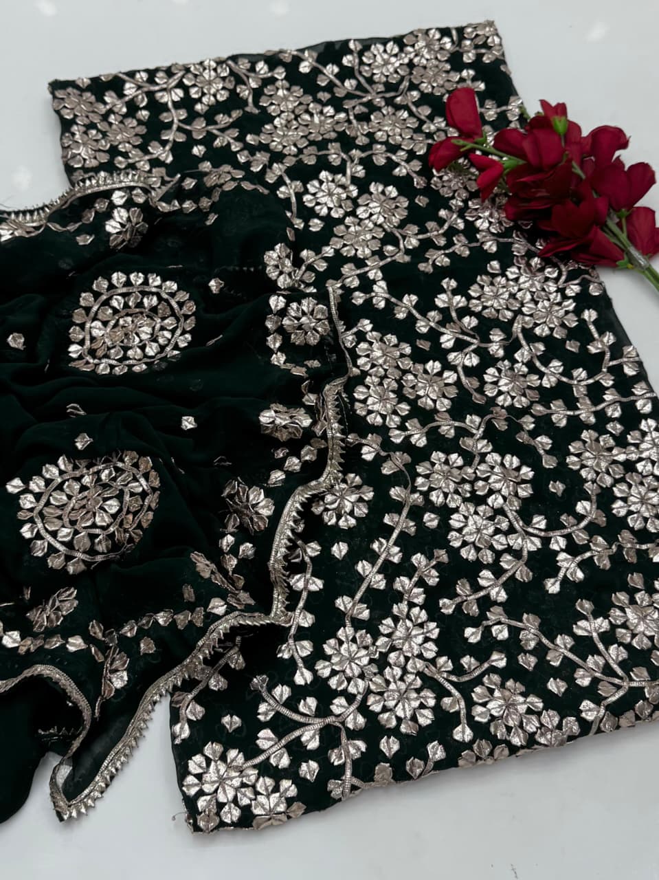 Luxury Bamber Chiffon Gotta Jaal Suit with Dupatta
