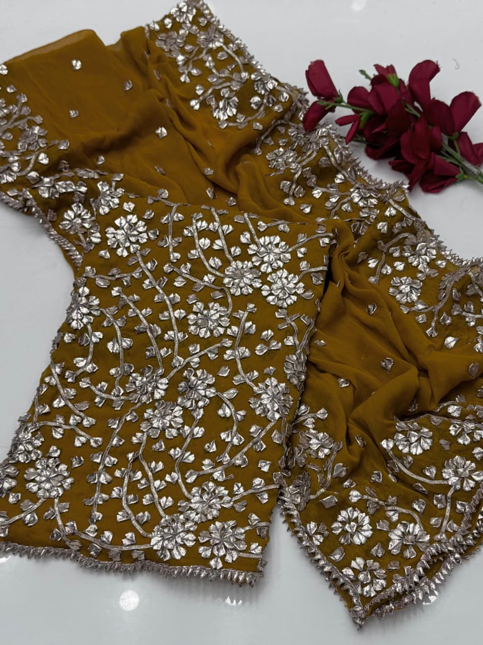 Luxury Bamber Chiffon Gotta Jaal Suit with Dupatta