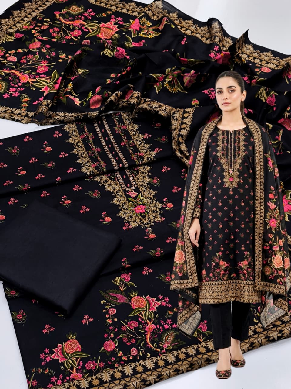 Premium Lawn 3 Piece Digital Printed Dress 2026 – 90/70 Quality Lawn Shirt, Plain Trouser & Pure Lawn Digital Print Dupatta