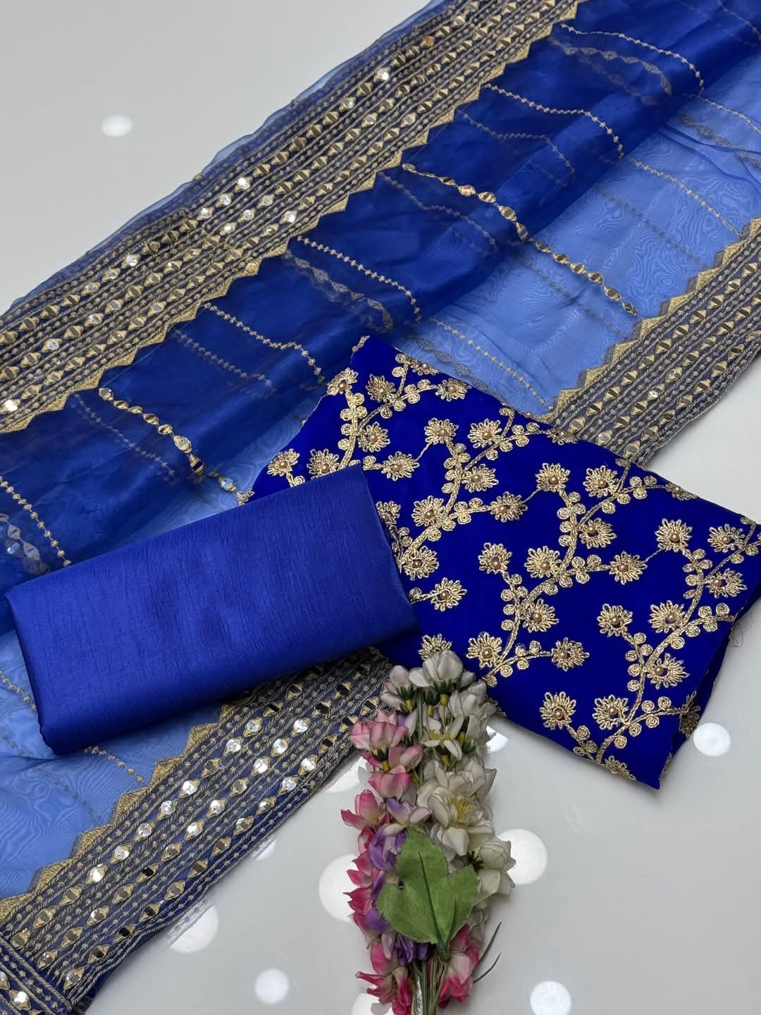 ✨ New Collection Chiffon Embroidered 3-Piece Suit with Tissue Embroidered Dupatta