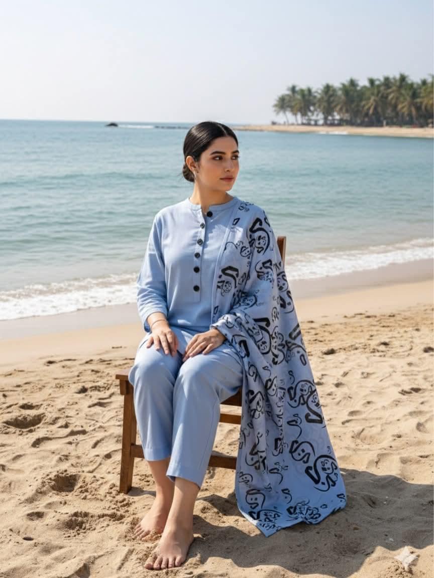 🌸 Summer Collection Multani Khaadi Lawn 3-Piece Suit with Foil Print Dupatta