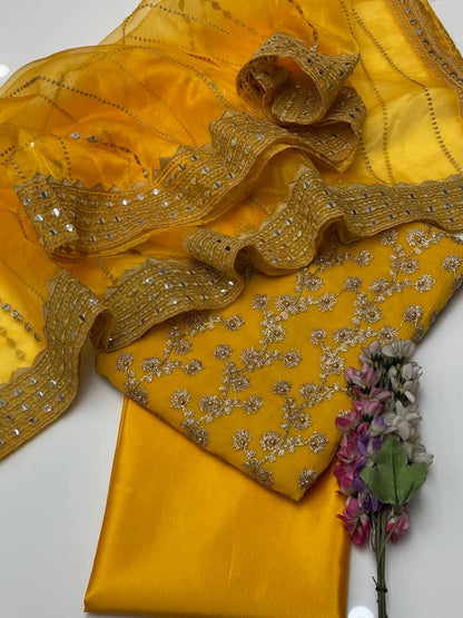 ✨ New Collection Chiffon Embroidered 3-Piece Suit with Tissue Embroidered Dupatta
