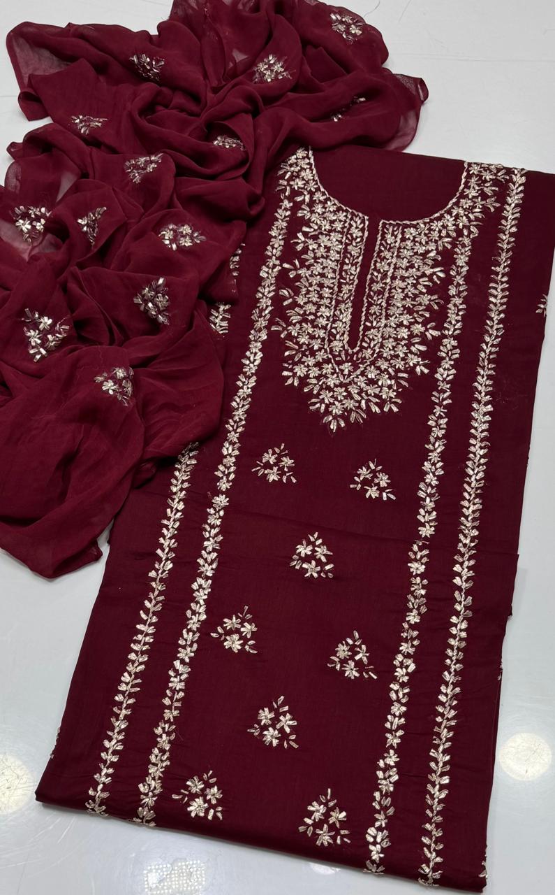✨ NEW COLLECTION 2026 – Pure Lawn 3-Piece Suit with Handmade Gotta Work & Embroidered Chiffon Dupatta