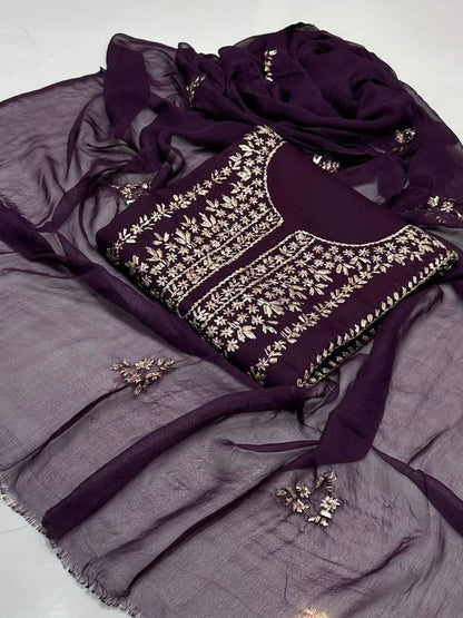 ✨ NEW COLLECTION 2026 – Pure Lawn 3-Piece Suit with Handmade Gotta Work & Embroidered Chiffon Dupatta