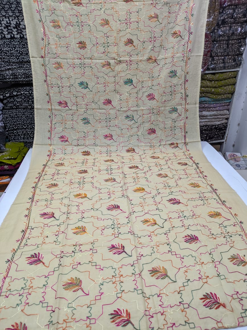 ✨ Pure Lawn Rangeen Chadar with Fancy Ari Work Jaal Design
