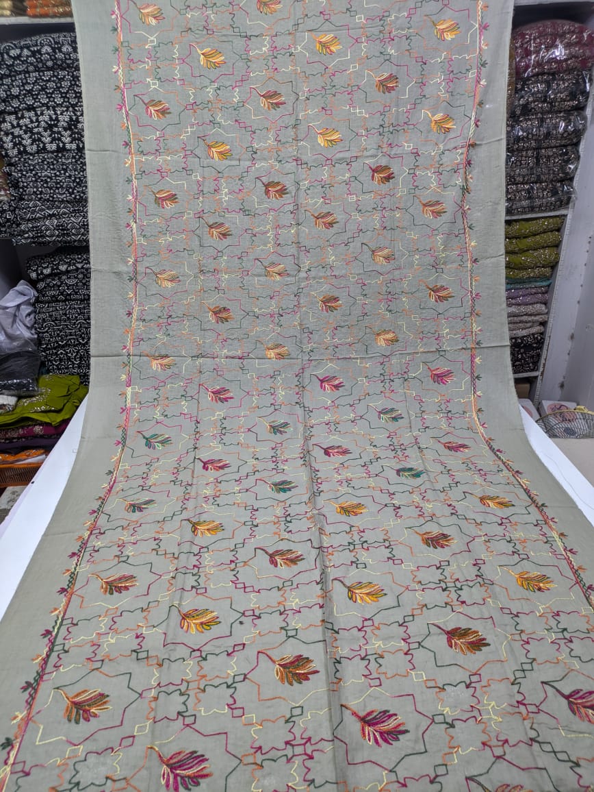 ✨ Pure Lawn Rangeen Chadar with Fancy Ari Work Jaal Design