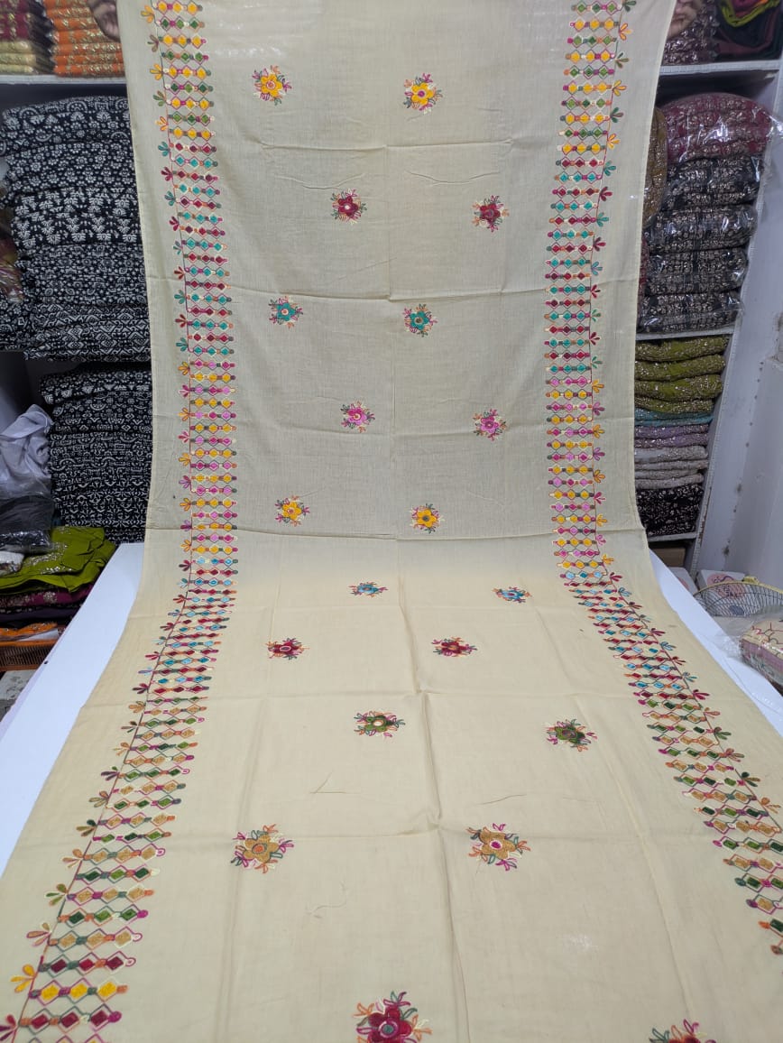 ✨ Pure Lawn Rangeen Chadar with Fancy Ari Work Jaal Design