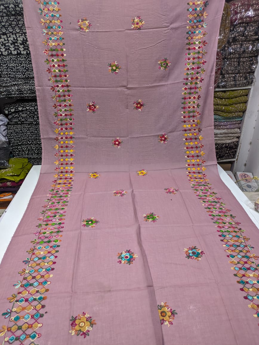 ✨ Pure Lawn Rangeen Chadar with Fancy Ari Work Jaal Design