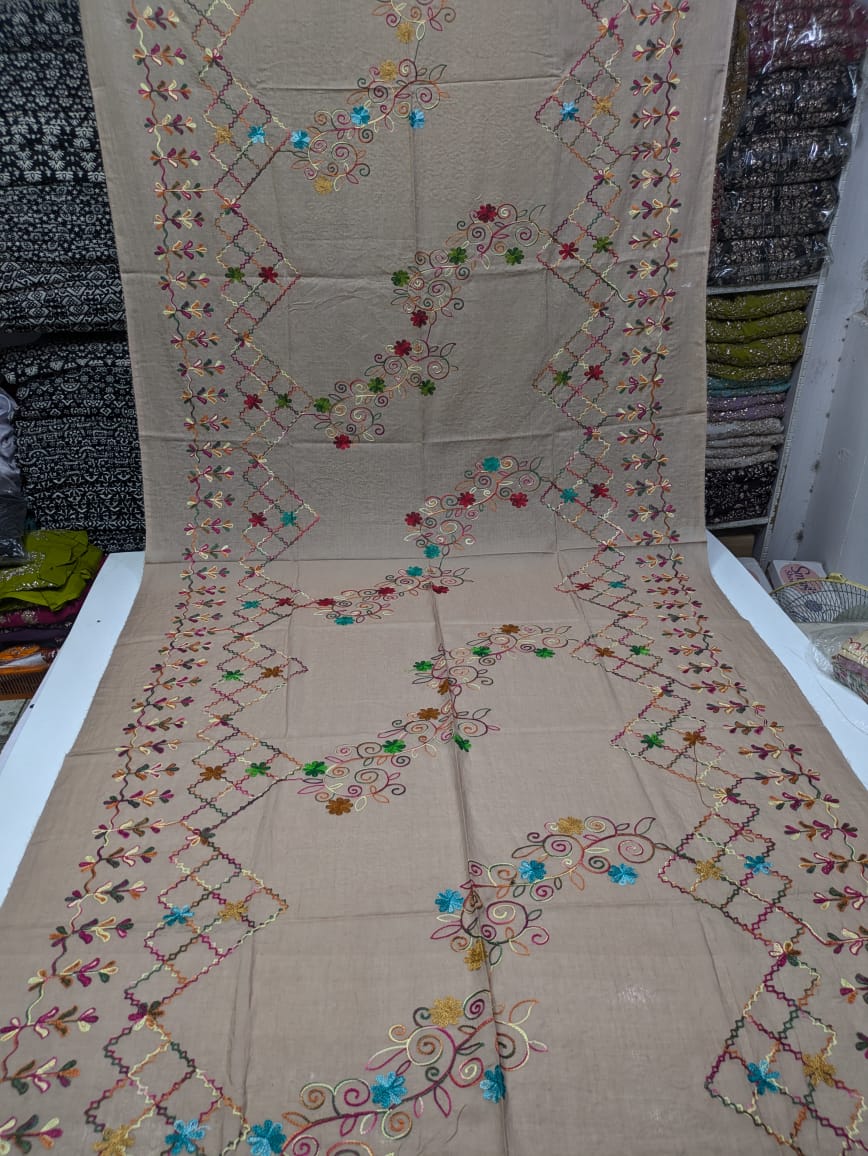 ✨ Pure Lawn Rangeen Chadar with Fancy Ari Work Jaal Design