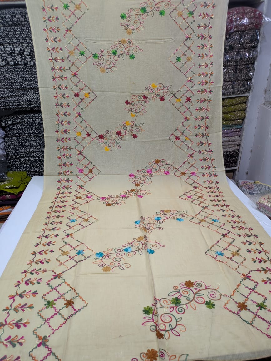✨ Pure Lawn Rangeen Chadar with Fancy Ari Work Jaal Design