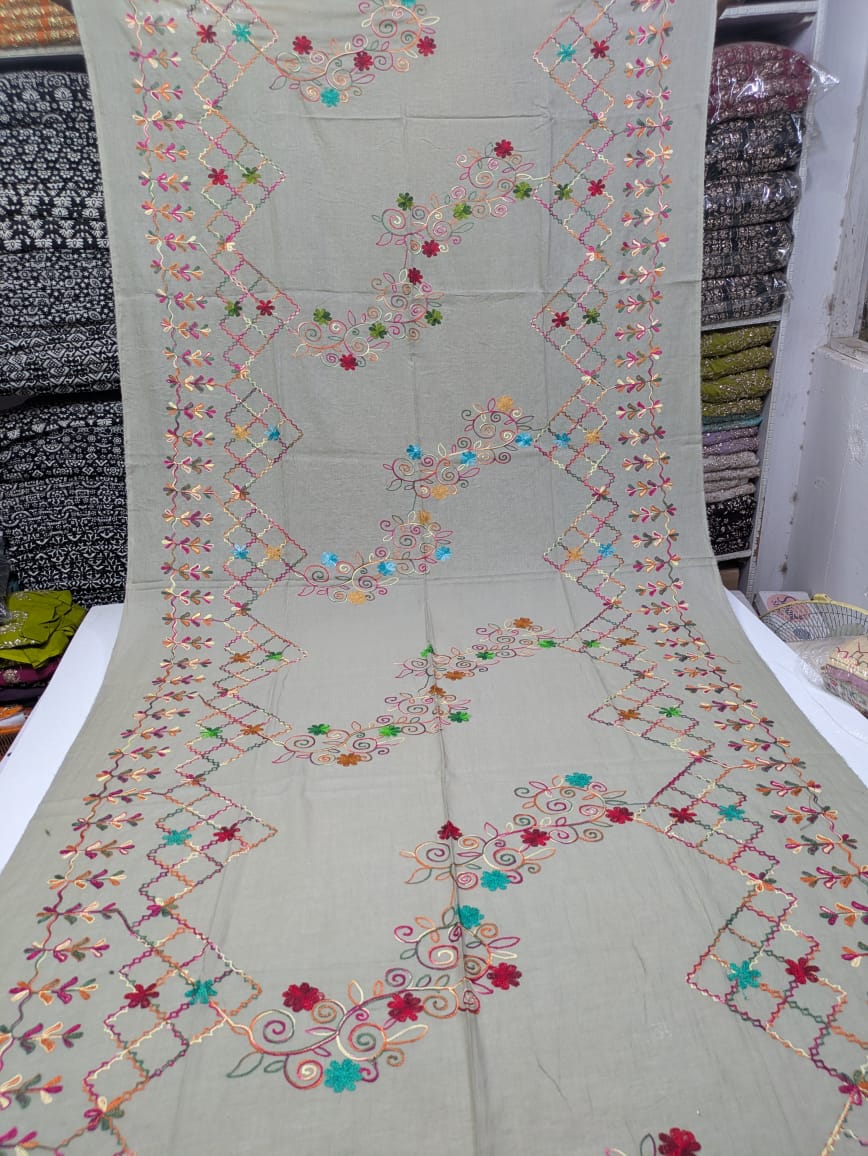 ✨ Pure Lawn Rangeen Chadar with Fancy Ari Work Jaal Design