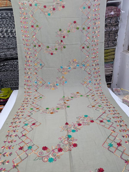 ✨ Pure Lawn Rangeen Chadar with Fancy Ari Work Jaal Design