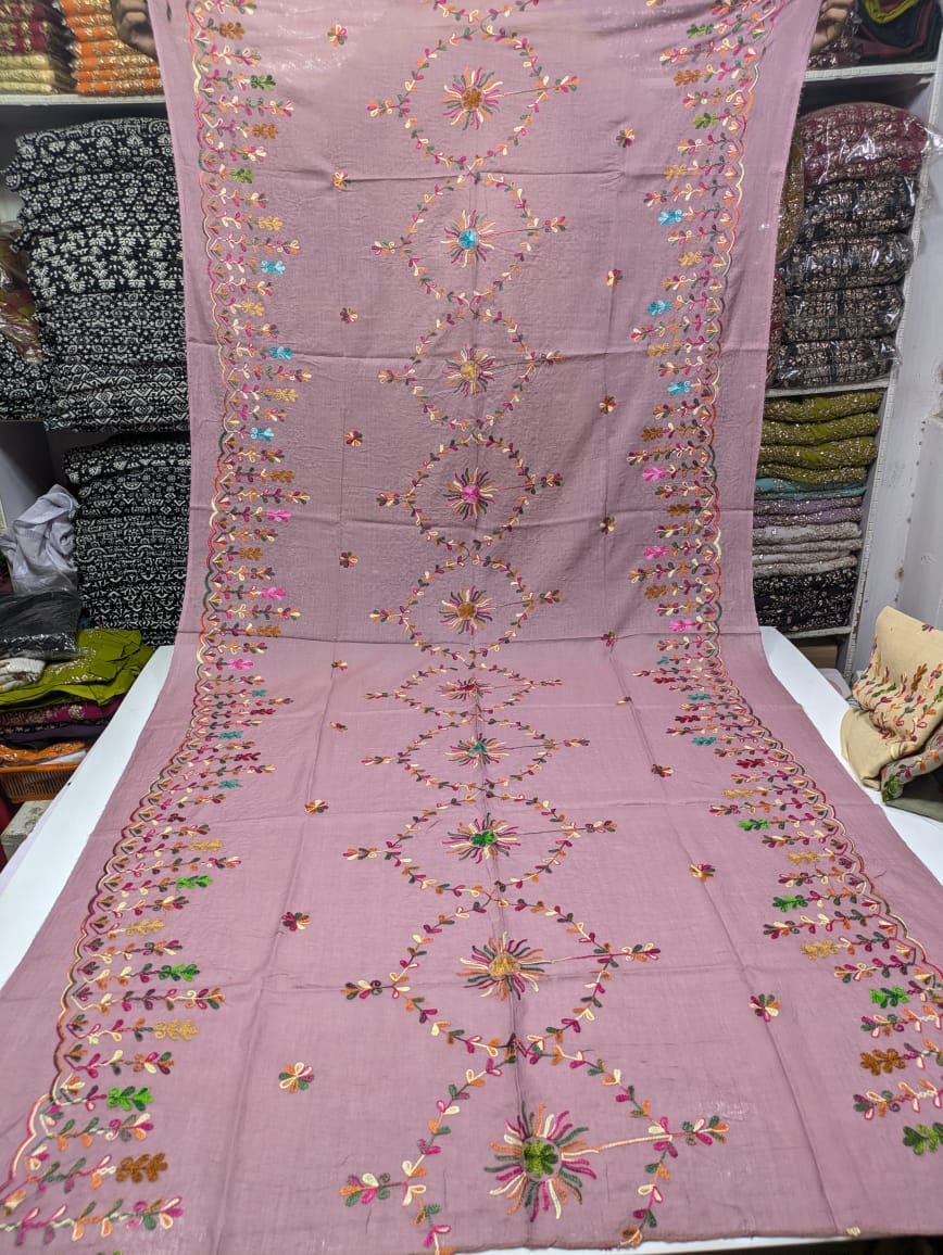 ✨ Pure Lawn Rangeen Chadar with Fancy Ari Work Jaal Design