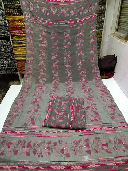 ✨ Most Demanded Collection – Soft Crinkle Chiffon Handmade Kacha Tarkashi Tanka Mirror Work 2-Piece Suit