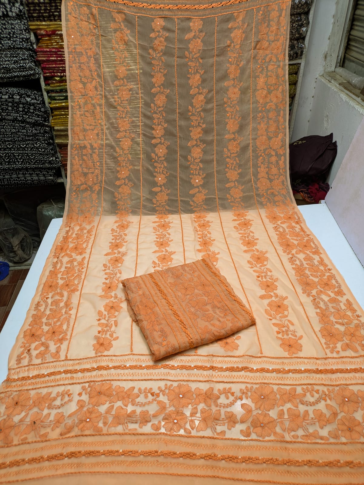 ✨ Most Demanded Collection – Soft Crinkle Chiffon Handmade Kacha Tarkashi Tanka Mirror Work 2-Piece Suit