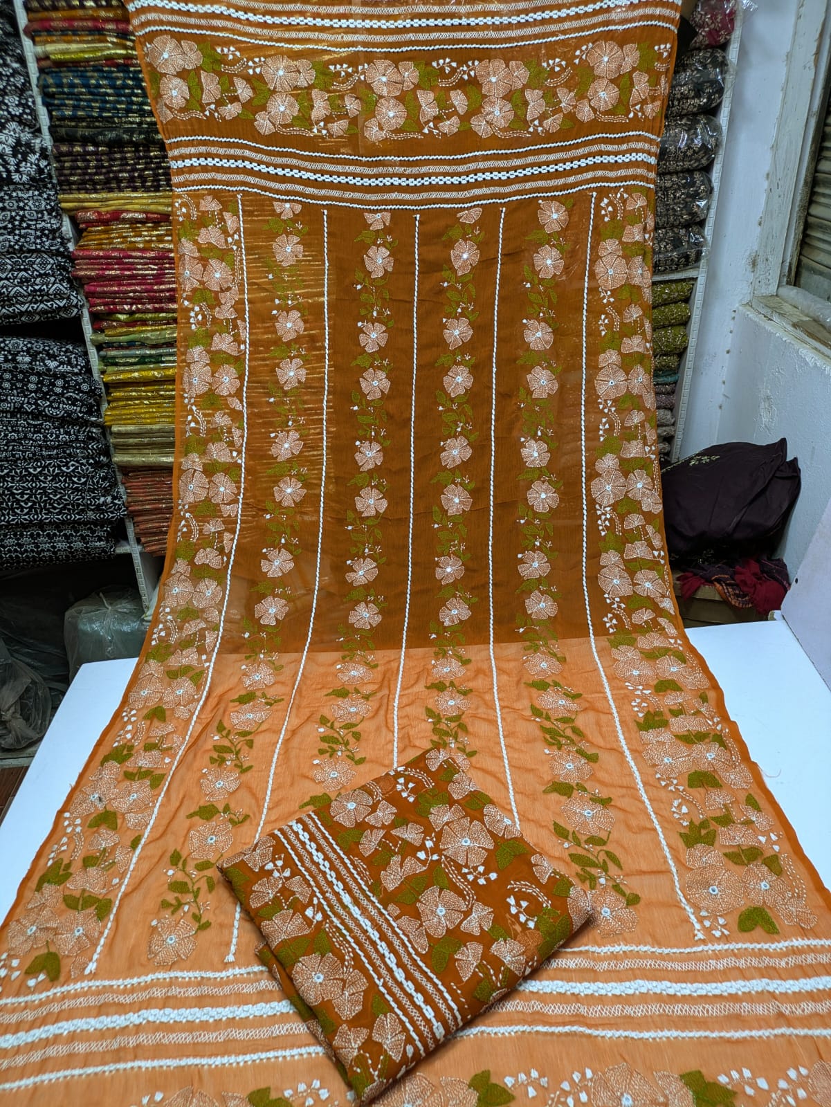 ✨ Most Demanded Collection – Soft Crinkle Chiffon Handmade Kacha Tarkashi Tanka Mirror Work 2-Piece Suit