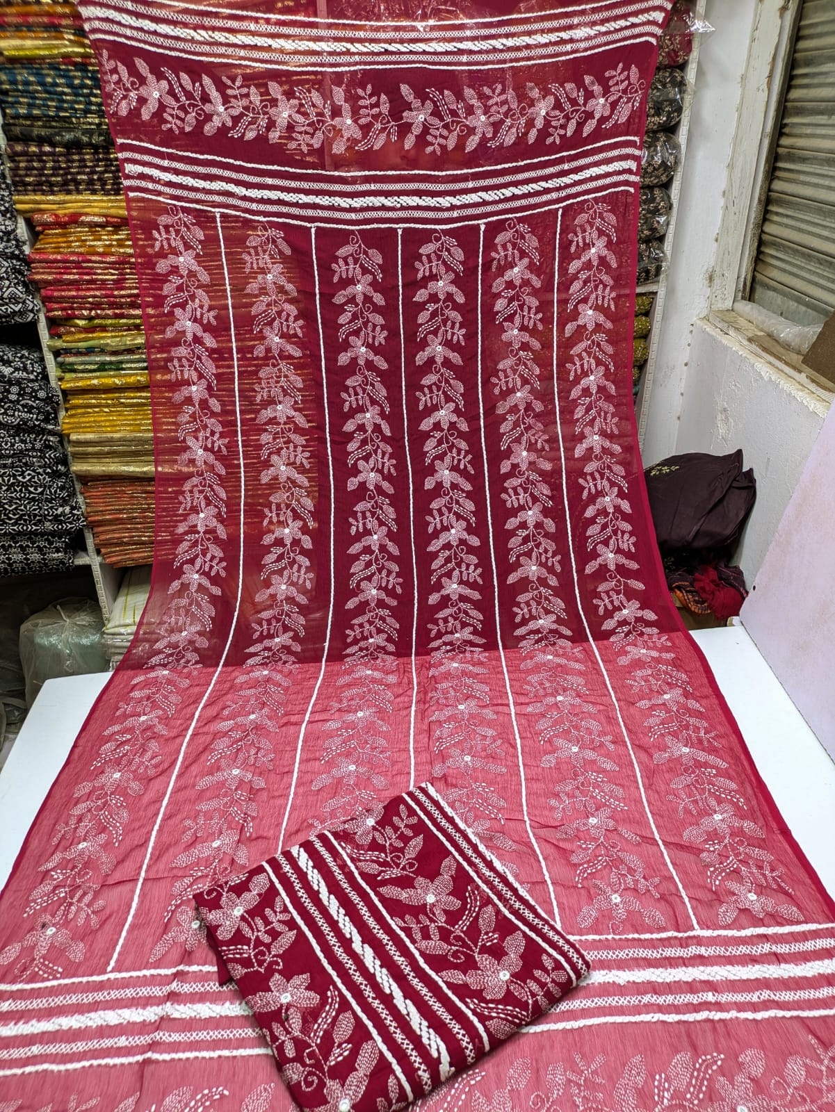 ✨ Most Demanded Collection – Soft Crinkle Chiffon Handmade Kacha Tarkashi Tanka Mirror Work 2-Piece Suit