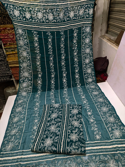 ✨ Most Demanded Collection – Soft Crinkle Chiffon Handmade Kacha Tarkashi Tanka Mirror Work 2-Piece Suit