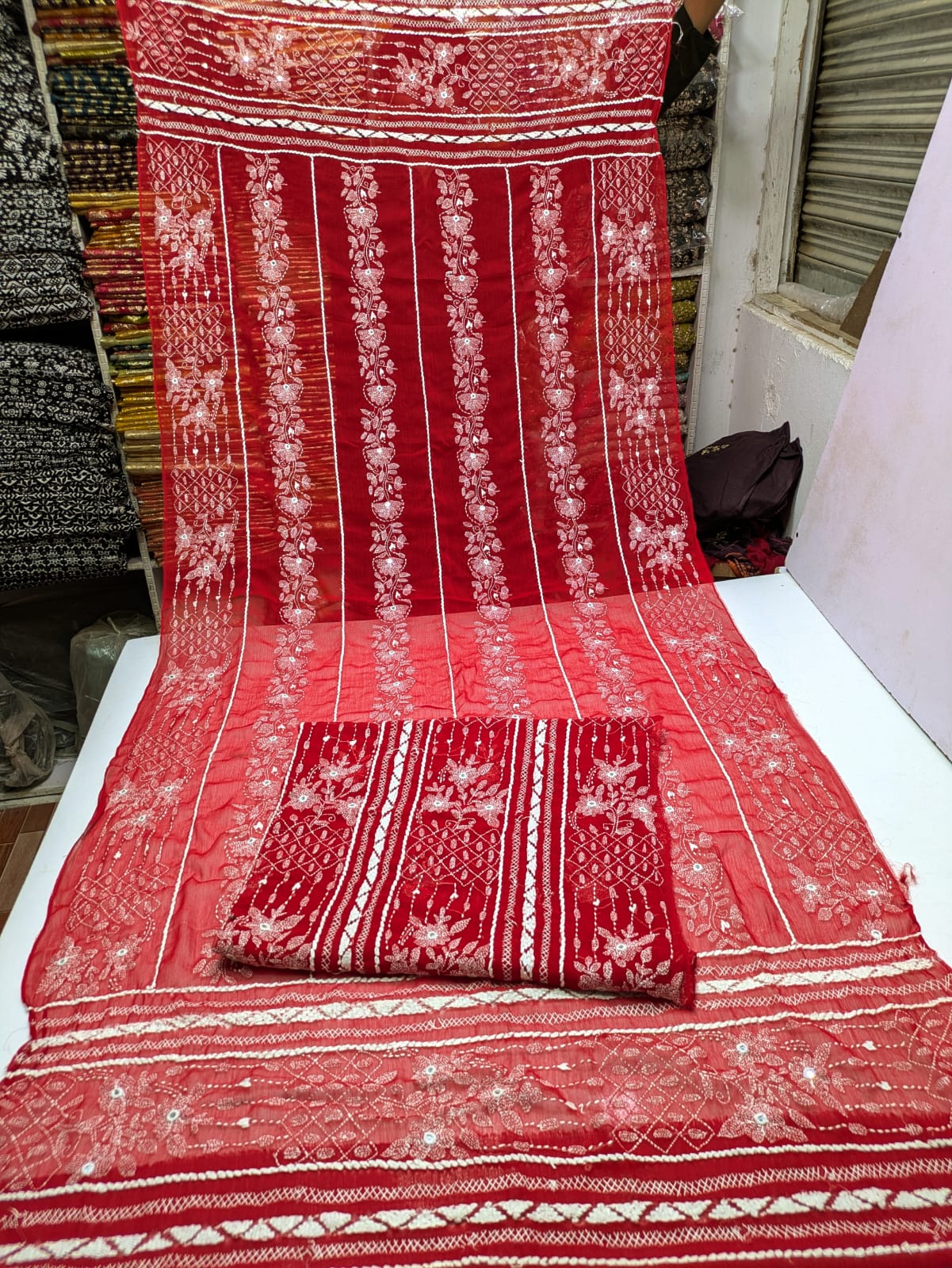 ✨ Most Demanded Collection – Soft Crinkle Chiffon Handmade Kacha Tarkashi Tanka Mirror Work 2-Piece Suit