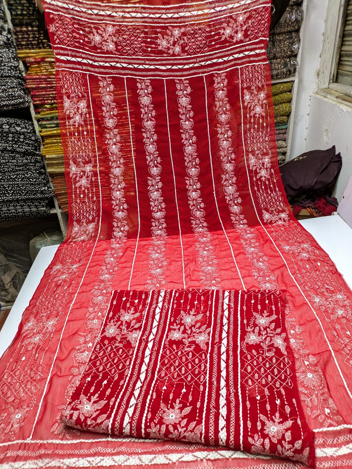 ✨ Most Demanded Collection – Soft Crinkle Chiffon Handmade Kacha Tarkashi Tanka Mirror Work 2-Piece Suit