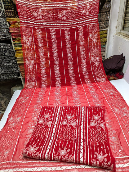 ✨ Most Demanded Collection – Soft Crinkle Chiffon Handmade Kacha Tarkashi Tanka Mirror Work 2-Piece Suit