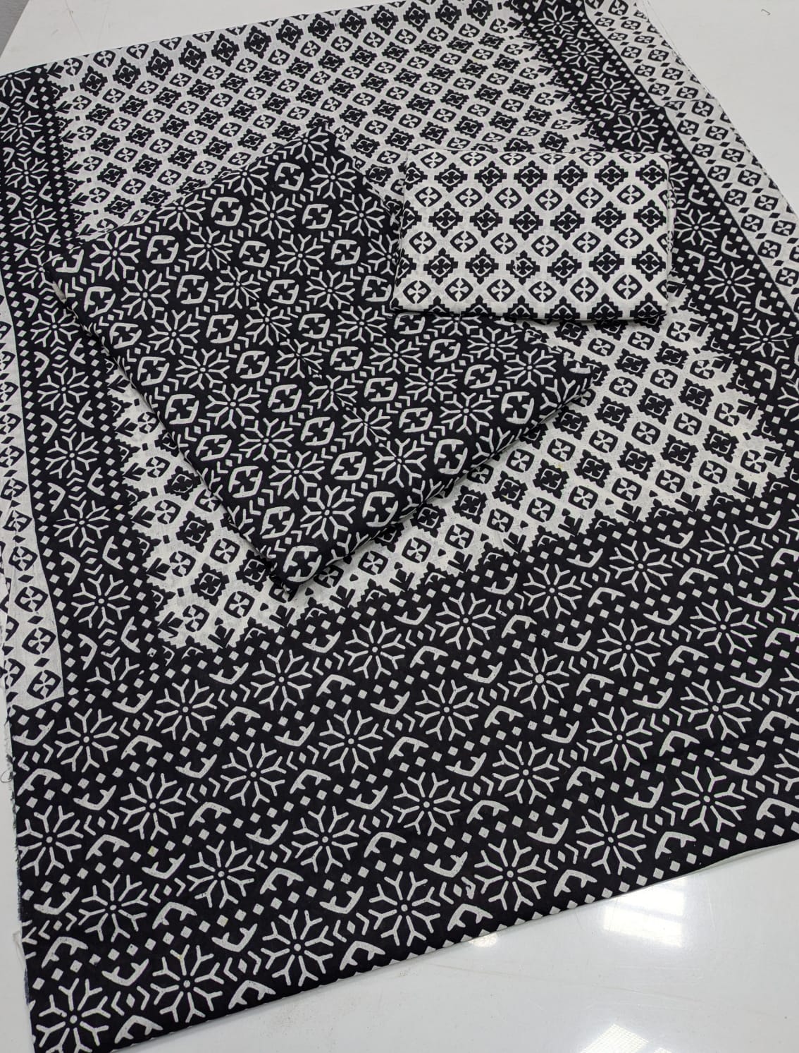 Summer Cotton Sindhi Ajrak Printed 3 Piece Unstitched Suit for Women #1