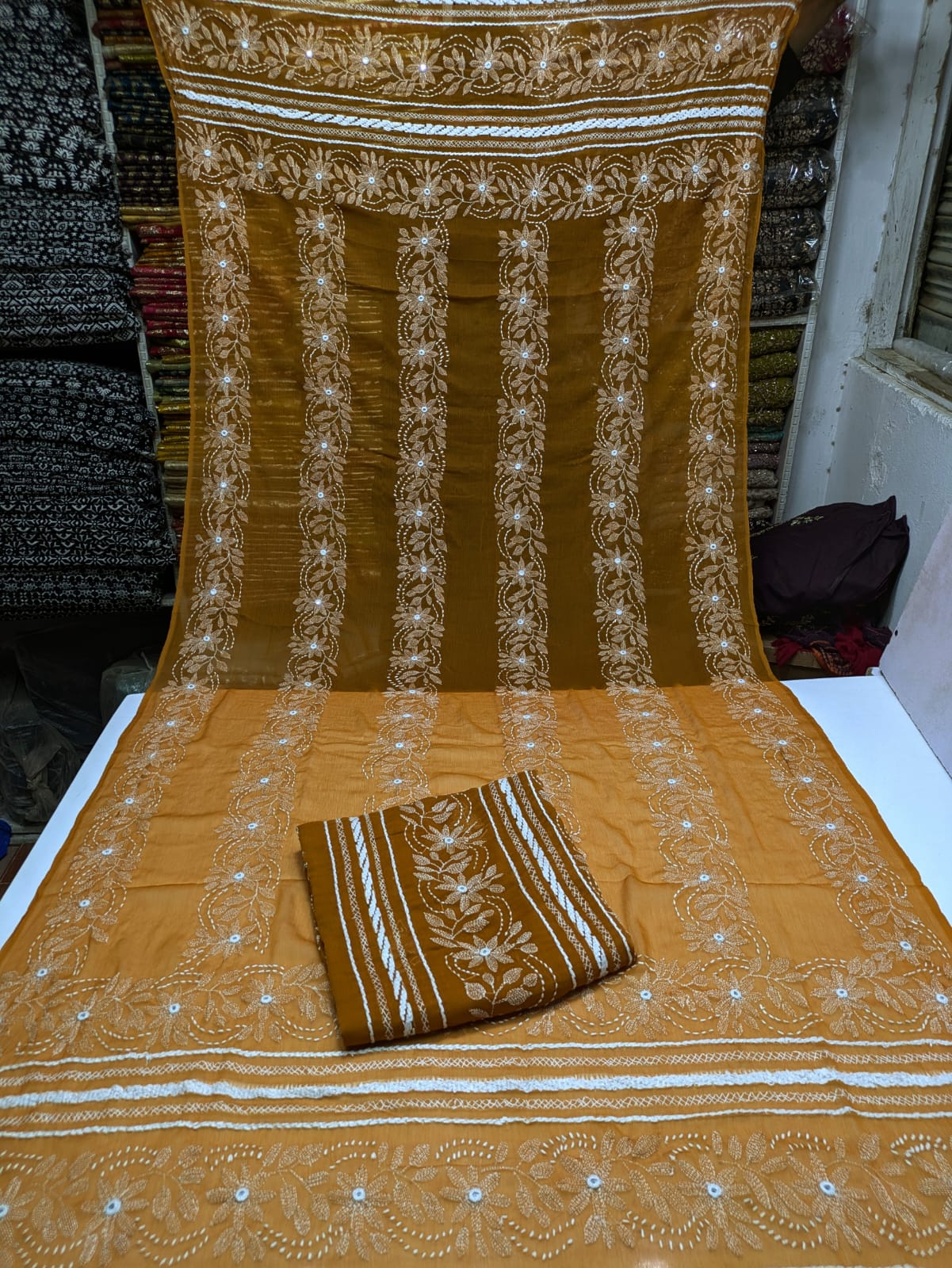 ✨ Most Demanded Collection – Soft Crinkle Chiffon Handmade Kacha Tarkashi Tanka Mirror Work 2-Piece Suit