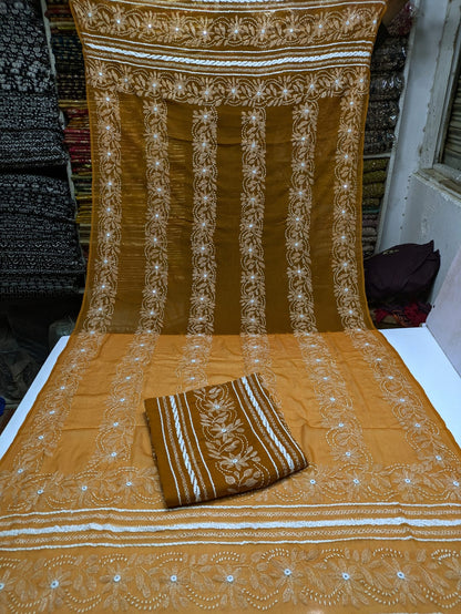 ✨ Most Demanded Collection – Soft Crinkle Chiffon Handmade Kacha Tarkashi Tanka Mirror Work 2-Piece Suit